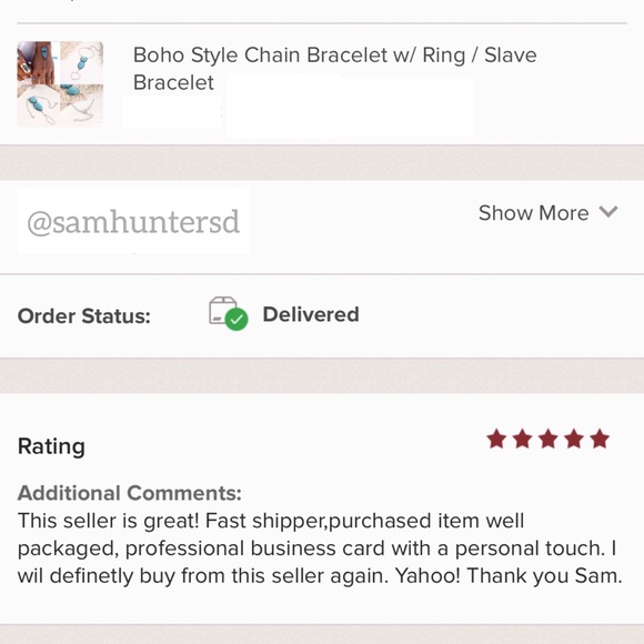 Boho Style Chain Bracelet w/ Ring / Slave Bracelet - Picture 3 of 3